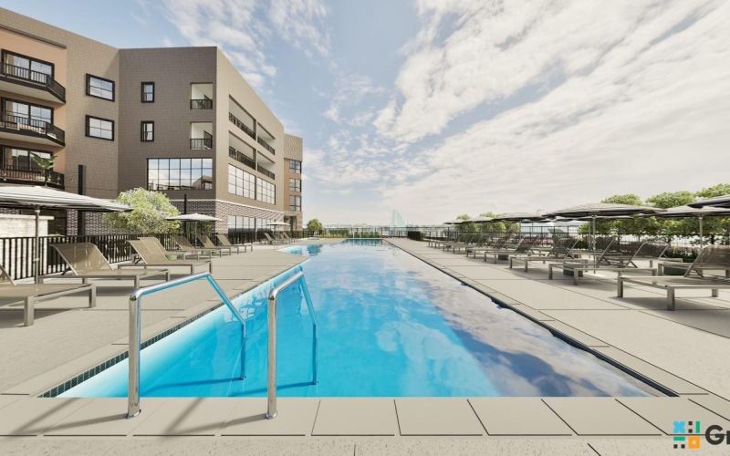 Pool and courtyard on the harbor