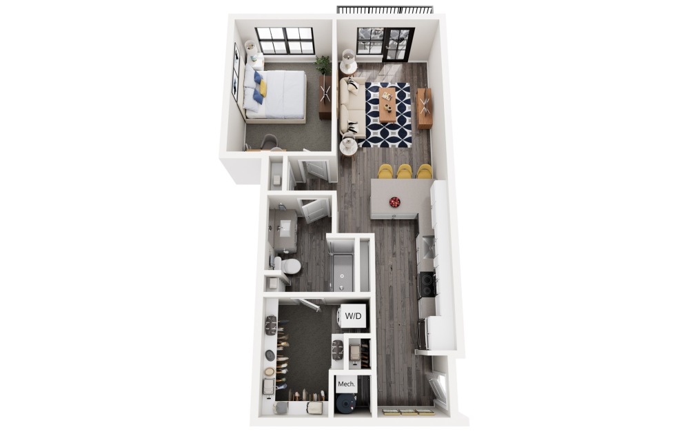 Mariner - 1 bedroom floor plans layout with 1 bathroom and 765 square feet Mariner - 1 bedroom floor plans layout with 1 bathroom and 765 square feet