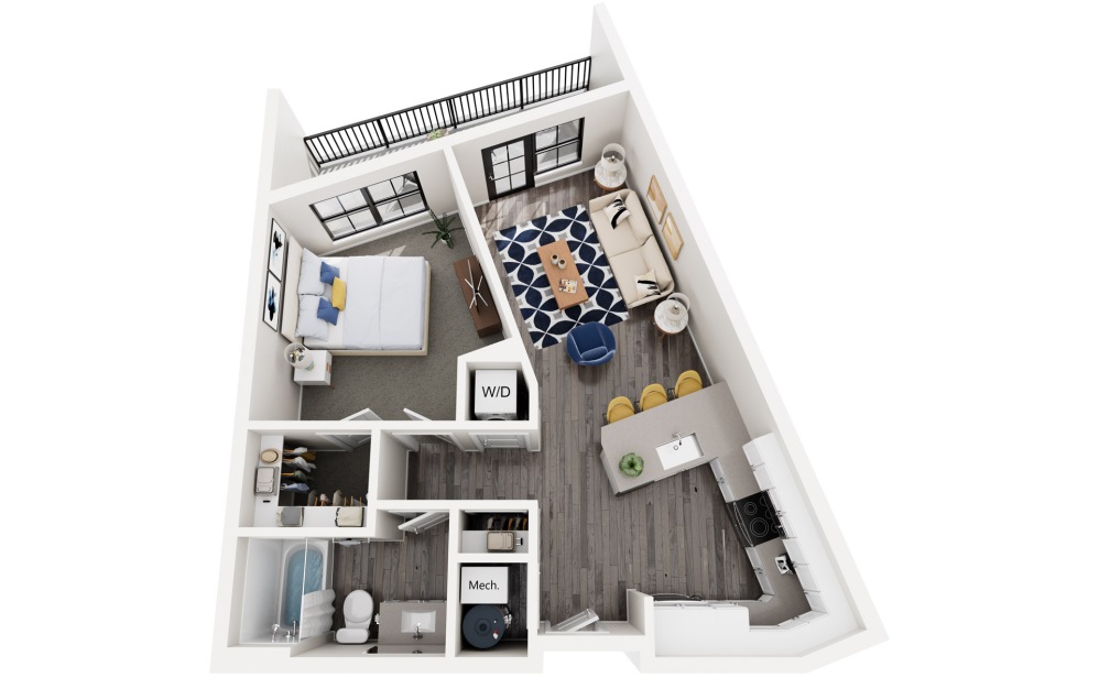 Anchor Bay - 1 bedroom floor plans layout with 1 bathroom and 693 square feet