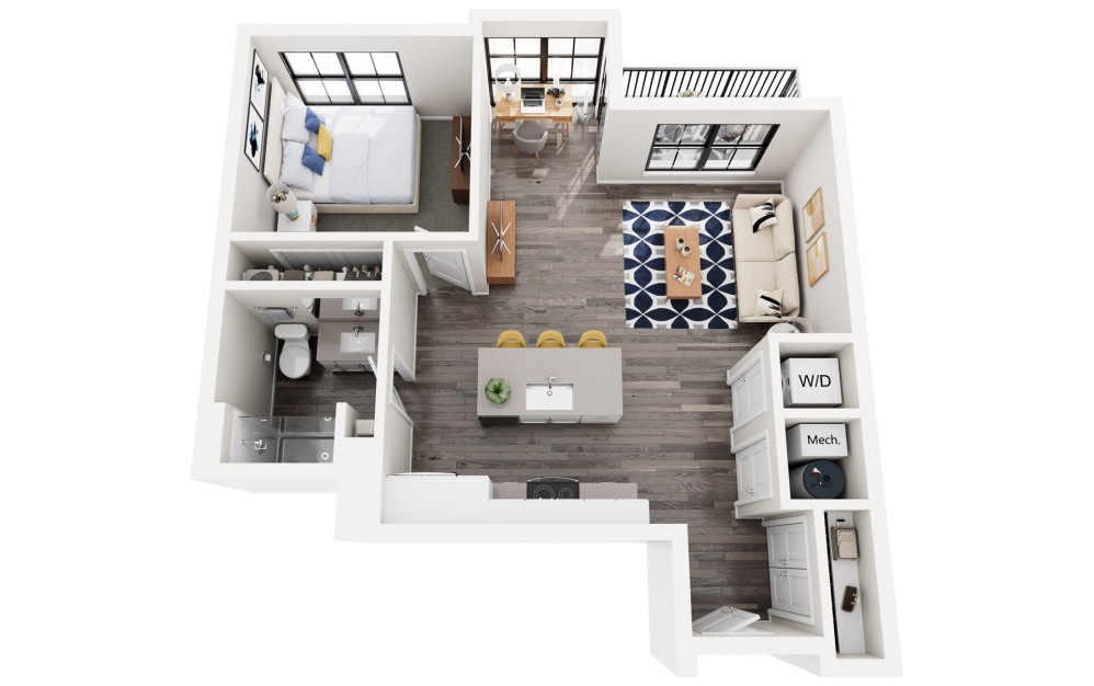 Dockside - 1 bedroom floor plans layout with 1 bathroom and 716 square feet Dockside - 1 bedroom floor plans layout with 1 bathroom and 716 square feet