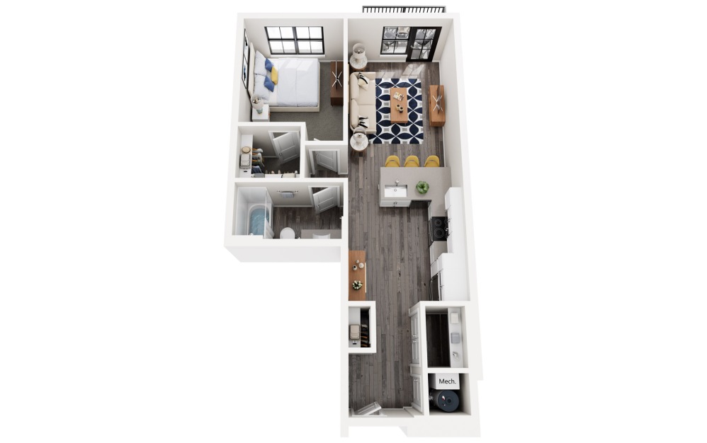Gullswing - 1 bedroom floor plans layout with 1 bathroom and 752 square feet