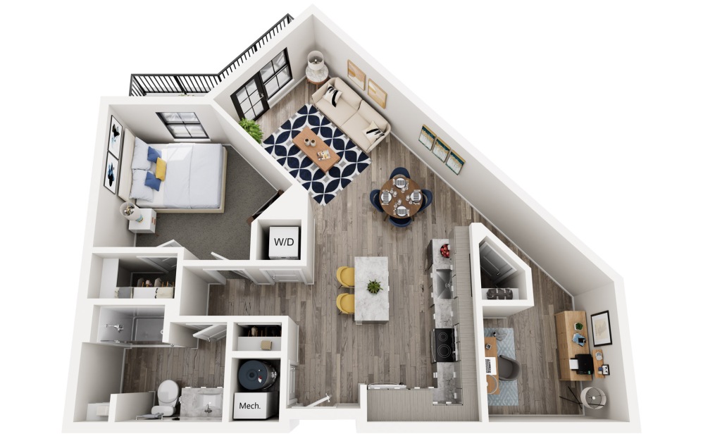 Stern Watch - 1 bedroom floor plans layout with 1 bathroom and 865 square feet