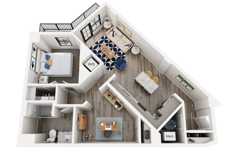 Fog Veil - 1 bedroom floor plans layout with 1 bathroom and 869 square feet