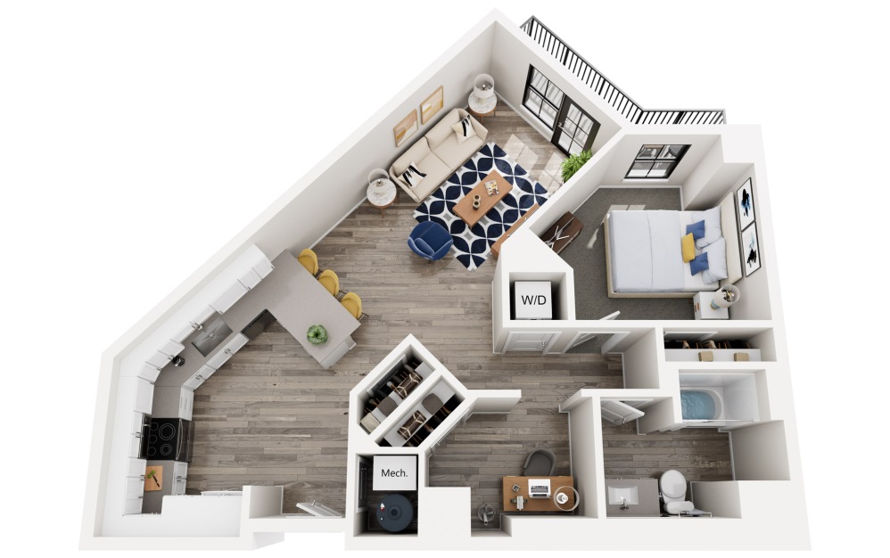 Moon Wake - 1 bedroom floor plans layout with 1 bathroom and 865 square feet