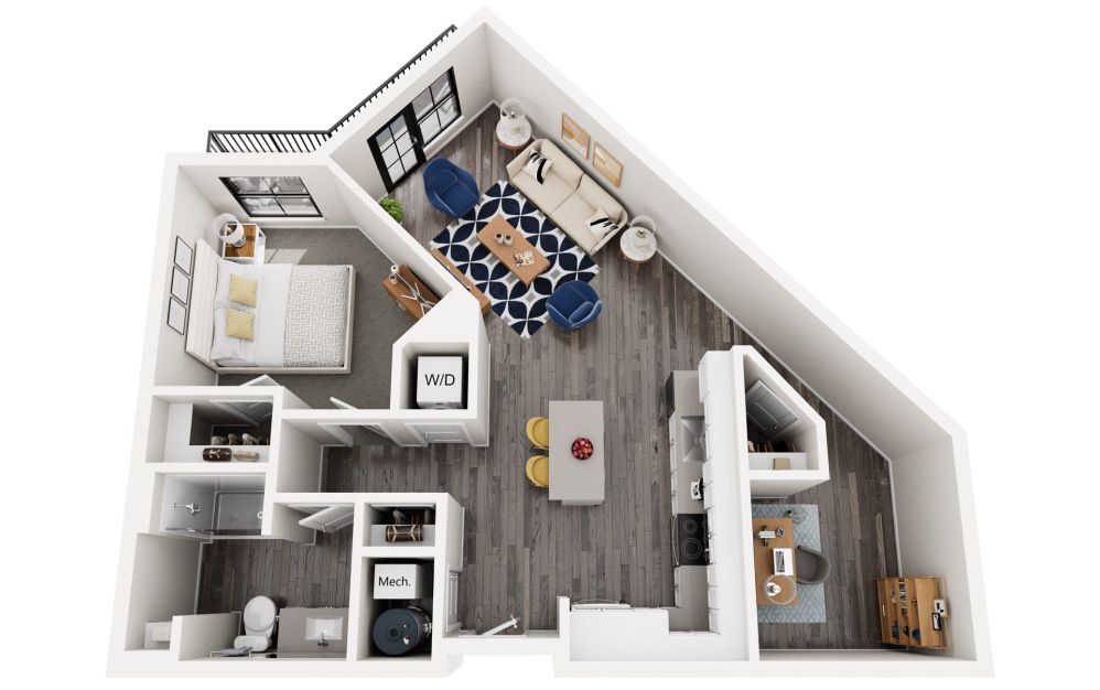 Lantern Bay - 1 bedroom floor plans layout with 1 bathroom and 865 square feet