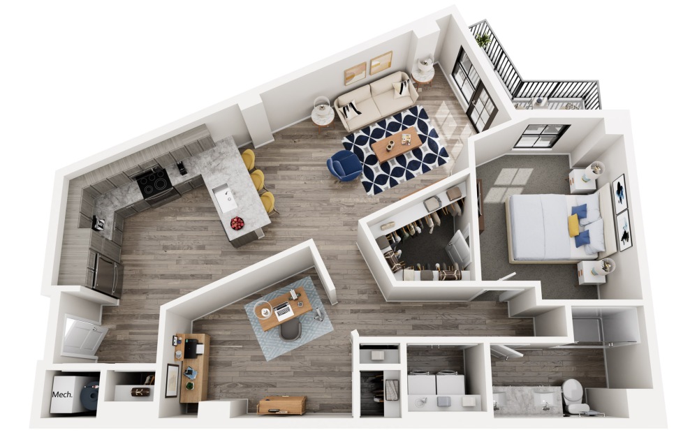 Ocean Mist - 1 bedroom floor plans layout with 1 bathroom and 1116 square feet