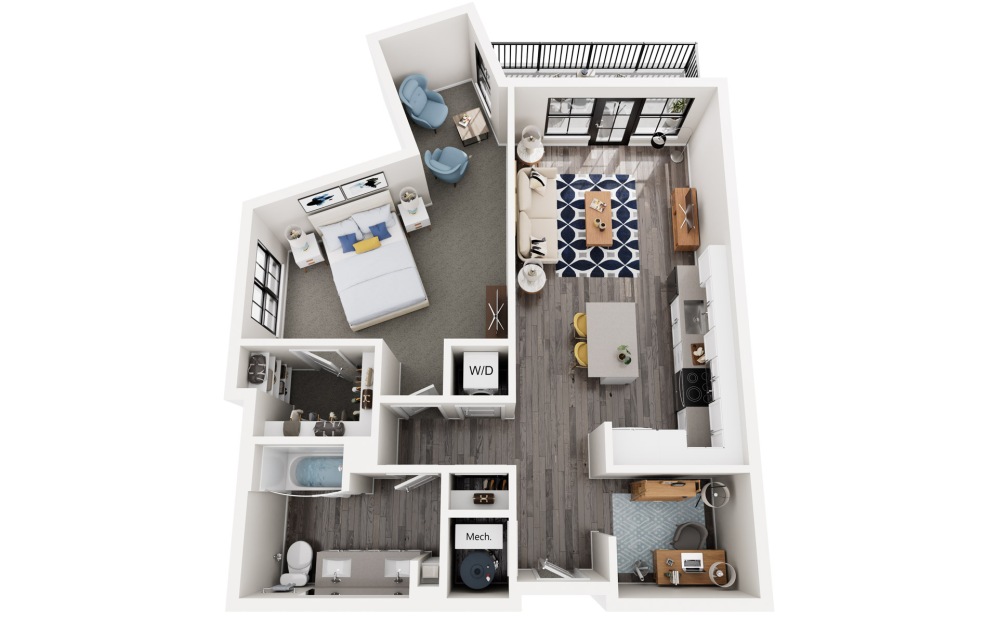 Mist Break - 1 bedroom floor plans layout with 1 bathroom and 924 square feet