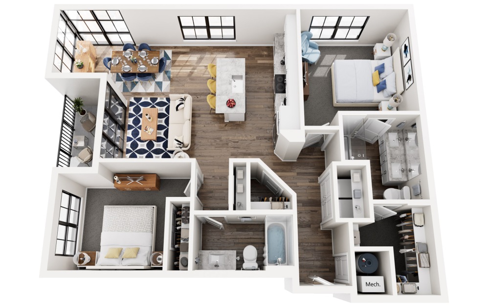 Coral Wake - 2 bedroom floor plans layout with 2 bathrooms and 1162 square feet Coral Wake - 2 bedroom floor plans layout with 2 bathrooms and 1162 square feet