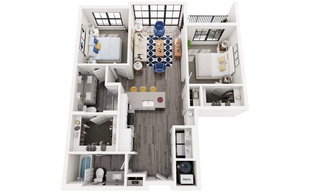 Brigantine - 2 bedroom floor plans layout with 2 bathrooms and 1011 square feet Brigantine - 2 bedroom floor plans layout with 2 bathrooms and 1011 square feet
