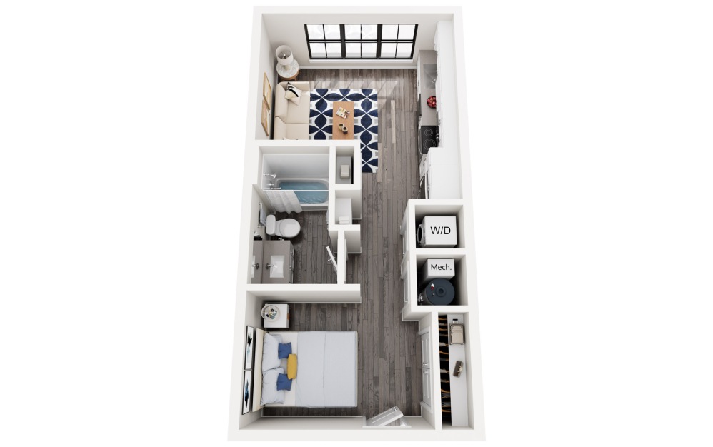 Soft Shore - Studio floor plans layout with 1 bathroom and 477 square feet