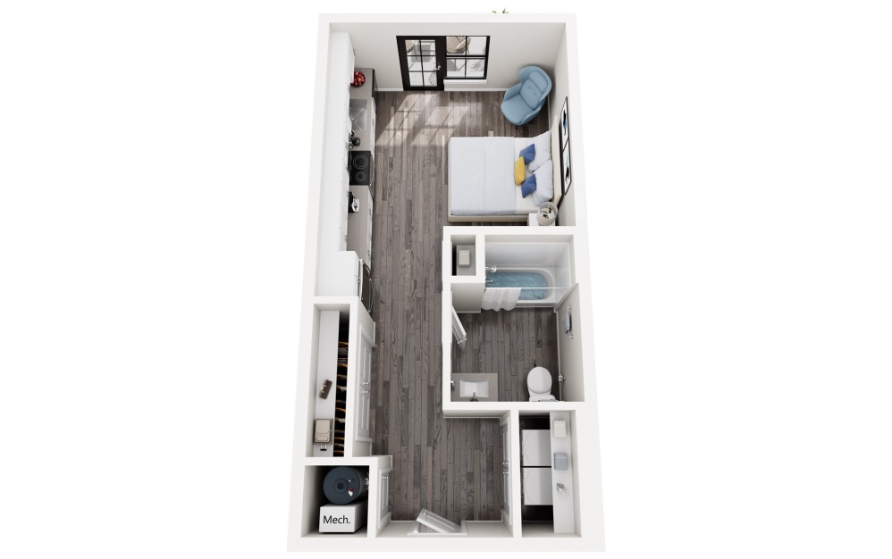 Ship Bell - Studio floor plans layout with 1 bathroom and 477 square feet Ship Bell - Studio floor plans layout with 1 bathroom and 477 square feet