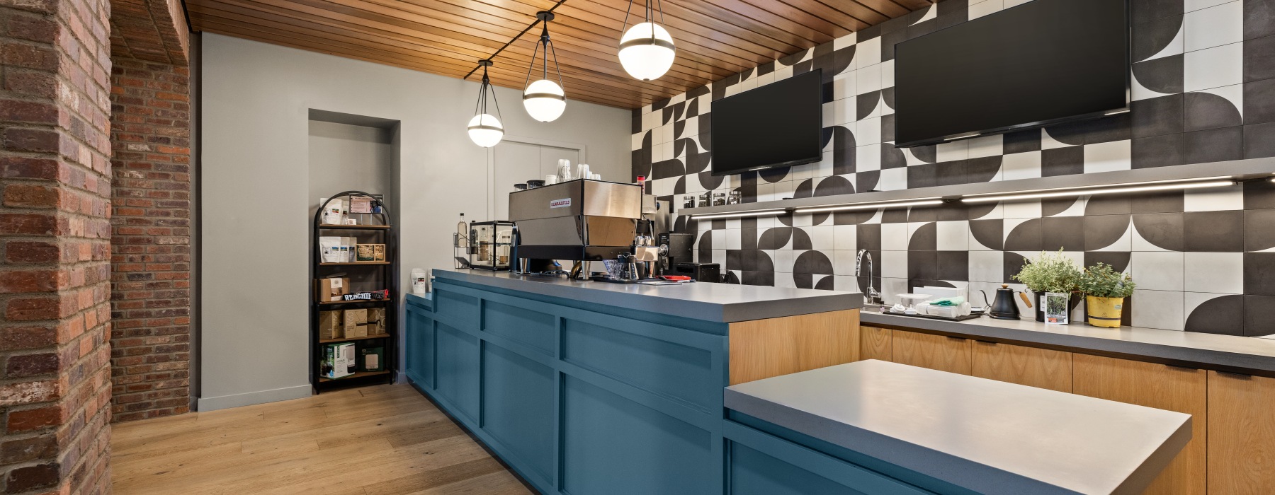 The Blue counrt at Frenchies Coffee Bar at the August at Steelpointe Harbor